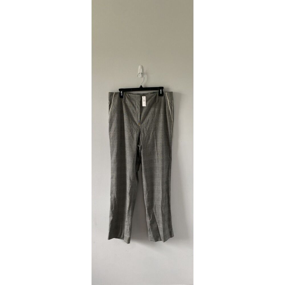 Talbots Southampton Straight Leg Pants 14 NWT Lucetta Glen Plaid Black Gray